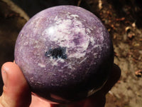 Polished Purple Lepidolite Spheres With Pink Tourmaline  x 2 From Madagascar