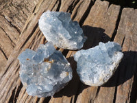 Natural Blue Celestite Crystal Specimens  x 3 From Sakoany, Madagascar - Toprock Gemstones and Minerals 