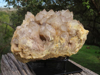 Natural Smokey Phantom Quartz Cluster With A Custom Made Metal Stand x 1 From Luena, Congo - TopRock