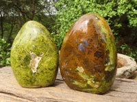 Polished Green Opal Standing Free Forms  x 3 From Madagascar - Toprock Gemstones and Minerals 