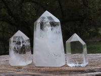 Polished Gorgeous Trio Of Semi Optic Quartz Crystals With Rainbow Inclusions  x 3 From Madagascar - TopRock