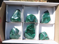 Polished Malachite Free Forms With Stunning Flower & Banding Patterns x 6 From Congo - TopRock