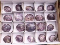 Polished Mini Purple Lepidolite Palm Stones  x 20 From Madagascar - Toprock Gemstones and Minerals 