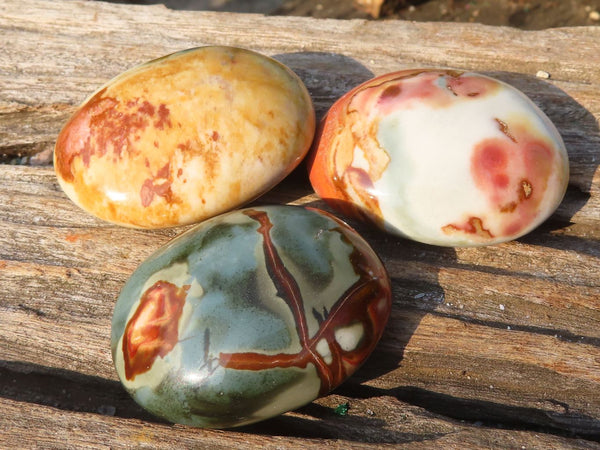 Polished  Mini Polychrome Jasper Palm Stones  x 35 From Madagascar