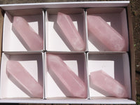 Polished Pink Rose Quartz Double Terminated Points  x 6 From Madagascar - TopRock