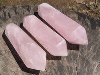 Polished Pink Rose Quartz Double Terminated Points  x 6 From Madagascar - TopRock