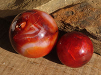 Polished Large Carnelian Agate Spheres  x 2 From Madagascar