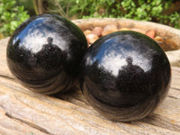 Polished Schorl Black Tourmaline Spheres  x 3 From Madagascar - Toprock Gemstones and Minerals 