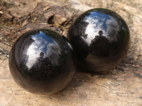 Polished Schorl Black Tourmaline Spheres  x 3 From Madagascar - Toprock Gemstones and Minerals 