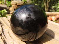 Polished Schorl Black Tourmaline Spheres  x 3 From Madagascar - Toprock Gemstones and Minerals 