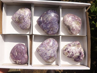 Polished Purple Lepidolite Hearts With Pink Rubellite On Some  x 6 From Madagascar - TopRock