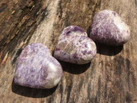 Polished Purple Lepidolite Hearts With Pink Rubellite On Some  x 6 From Madagascar - TopRock