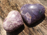 Polished Purple Lepidolite Hearts With Pink Rubellite On Some  x 6 From Madagascar - TopRock