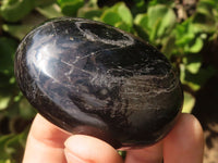 Polished Large Schorl Black Tourmaline Palm Stones x 6 From Madagascar - TopRock