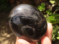 Polished Large Schorl Black Tourmaline Palm Stones x 6 From Madagascar - TopRock