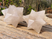 Polished  Girasol Pearl Quartz Merkabah Stars x 6 From Ambatondrazaka, Madagascar