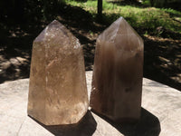 Polished Large Smokey Quartz Points  x 2 From Madagascar - TopRock