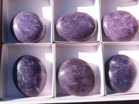 Polished Purple Lepidolite Palm Stones  x 6 From Zimbabwe