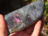 Polished Rare Purple Flash Labradorite Standing Free Forms x 3 From Tulear, Madagascar