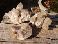 Natural Cascading Smokey Quartz Clusters x 3 From Luena, Congo