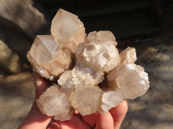 Natural Cascading Smokey Quartz Clusters x 3 From Luena, Congo