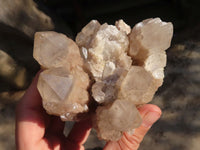 Natural Cascading Smokey Quartz Clusters x 3 From Luena, Congo