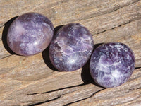 Polished Small Purple Lepidolite Palm Stones  x 20 From Madagascar - Toprock Gemstones and Minerals 