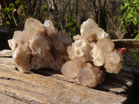 Natural Cascading Smokey Quartz Clusters x 3 From Luena, Congo