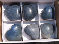 Polished Blue Lazulite Hearts  x 6 From Madagascar