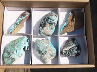 Natural Drusy Coated Chrysocolla & Malachite Dolomite Specimens x 6 From Congo