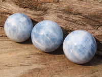 Polished Blue Calcite Spheres x 6 From Ihadilalana, Madagascar