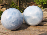 Polished Blue Calcite Spheres x 6 From Ihadilalana, Madagascar