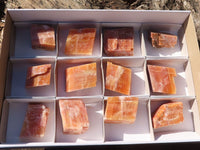 Natural New Sunset Orange Calcite Specimens  x 12 From Spitzkop, Namibia