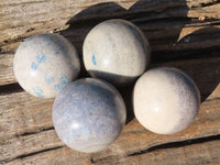 Polished Blue Spotted Spinel Quartz Spheres x 5 From Madagascar