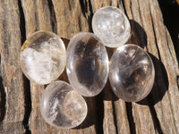 Polished Semi Optic Clear Quartz Galet / Palm Stones x 12 From Madagascar