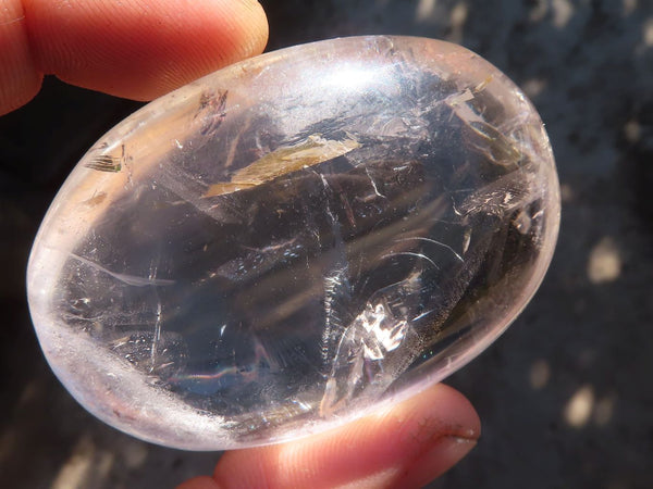 Polished Semi Optic Clear Quartz Galet / Palm Stones x 12 From Madagascar