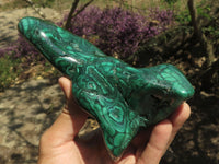 Polished Malachite Free Forms With Stunning Flower & Banding Patterns x 2 From Kolwezi, Congo - TopRock