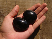 Polished Schorl Black Tourmaline Palm Stones  x 12 From Madagascar - Toprock Gemstones and Minerals 