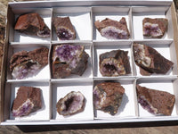 Natural Amethyst In Basalt Geode Specimens  x 12 From Zululand, South Africa - TopRock