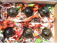 Polished  Small Flashy Labradorite Spheres  x 6 From Tulear, Madagascar