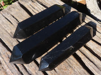 Polished Double Terminated Black Basalt Points  x 3 From Antsirabe, Madagascar