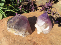 Polished  Smokey Amethyst Window Quartz Crystals One In A Sceptre x 2 From Madagascar - TopRock