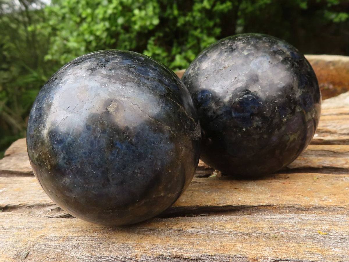 Polished Blue Iolite / Water Sapphire Spheres x 3 From Madagascar ...