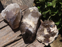 Polished Large Morion Smokey Quartz Crystals  x 3 From Malawi - TopRock