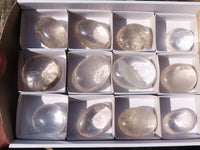 Polished Semi Optic Clear Quartz Galet / Palm Stones x 12 From Madagascar