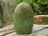 Polished Green Chrysoprase Point & Standing Free Form  x 2 From Madagascar