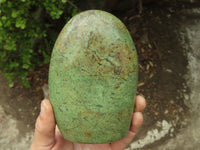 Polished Green Chrysoprase Point & Standing Free Form  x 2 From Madagascar