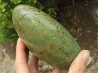 Polished Green Chrysoprase Point & Standing Free Form  x 2 From Madagascar