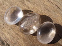 Polished Semi Optic Clear Quartz Galet / Palm Stones x 12 From Madagascar