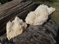 Natural Cascading Window Quartz Clusters With White Phantoms x 2 From Madagascar - TopRock